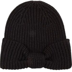 NWT Kate Spade Black Shimmer Bow Beanie
